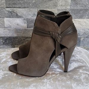 Vince Camuto Annavay Gray Suede Peep Toe  Heel Booties